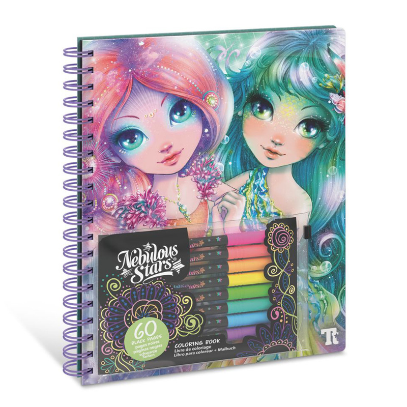 Nebulous Stars Kolorowanki dla dzieci z czarnymi kartkami i neonowymi pisakami 7+ rozm. M Coralia