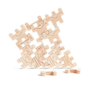 Drewniana układanka, równoważnia CYRKOWI ATLECI, kolor naturalny, Babai, EKO