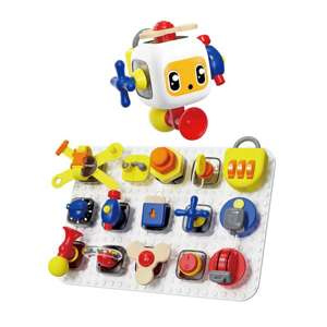 Topbright Tablica manipulacyjna Montessori dla dzieci - z kostką i doczepianymi elementami 12 mies.+