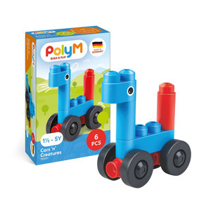 Klocki konstrukcyjne, Auta i Zwierzaki, 6 el., 18m+, PolyM