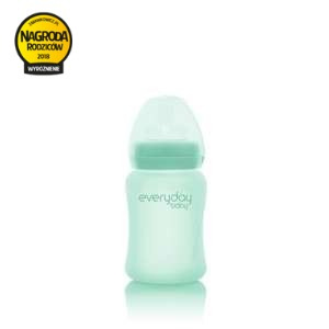 Szklana butelka ze smoczkiem S,150 ml, miętowa, Everyday Baby