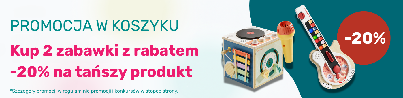 Promocja w koszyku. Kup 2 zabawki z rabatem -20% na tańszy produkt. Szczegóły promocji w regulaminie promocji i konkursów w stopce strony.
