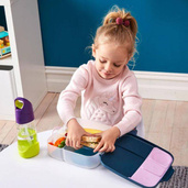 B.box Lunchbox dla dzieci do szkoły - szczelna śniadaniówka z przegródkami i wkładem chłodzącym Lilac Pop