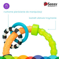 Grzechotka okrągła multikolor Sassy – zabawka sensoryczna dla niemowląt 0m+