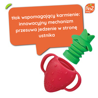 RaZbaby Silikonowy gryzak do podawania owoców i pokarmu Fruitique Truskawka, 6m+