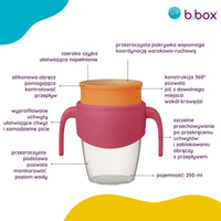 b.box Kubek 360 do nauki picia dla dzieci – kubek treningowy niekapek strawberry shake