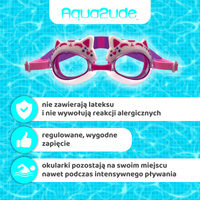 Aqua2ude Okulary do pływania dla dzieci nieparujące – okularki pływackie na basen Kotek różowy 3+