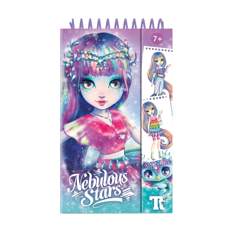 Nebulous Stars Szkicownik do projektowania ubrań z kredkami i naklejkami|  Isadora 7+ 