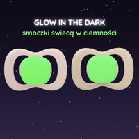 b.box Smoczek dla noworodka i niemowlaka 2 szt.– symetryczny smoczek silikonowy 0 – 6 mies. Glow in the dark Blush + Latte