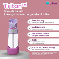 B.box Bidon dla dziecka - butelka na wodę ze słomką tritanowa 450 ml Sugar Plum