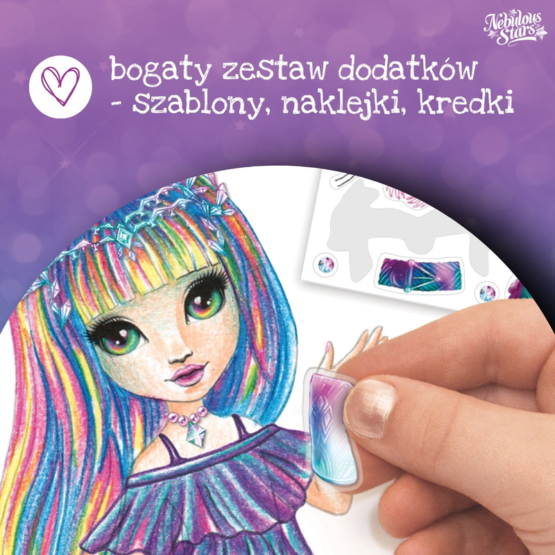 Nebulous Stars Szkicownik do projektowania ubrań z kredkami i naklejkami|  Isadora 7+ 