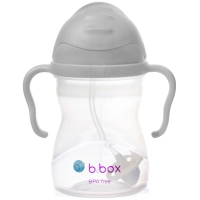 B.box bidon dla dzieci - kubek niekapek ze słomką 240 ml szary