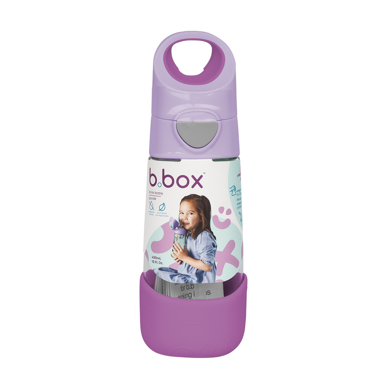 B.box Bidon dla dziecka - butelka na wodę ze słomką tritanowa 450 ml Sugar Plum