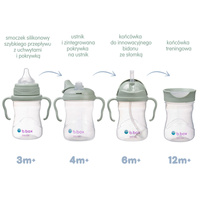 B.box kubek do nauki picia dla dziecka - zestaw 4w1 240 ml Sage, OUTLET
