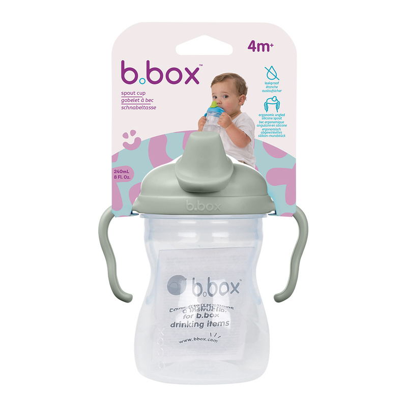 b.box Kubek z miękkim ustnikiem 4m+ Sage – niekapek do nauki samodzielnego picia