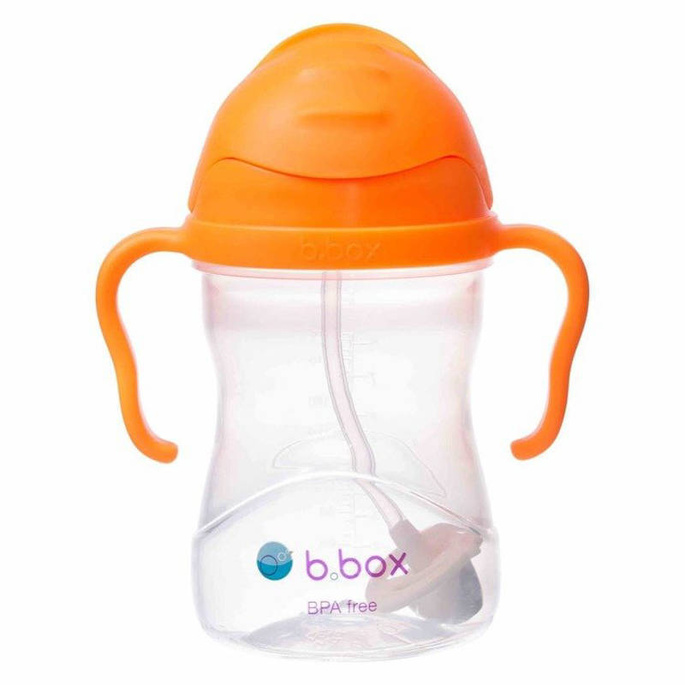 B.box bidon dla dzieci - kubek niekapek ze słomką 240 ml pomarańczowy