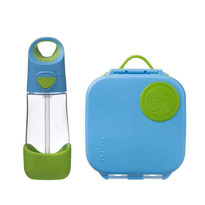 Zestaw Mini Lunchbox + Butelka tritanowa ze słomką 450 ml, Ocean Breeze, b.box