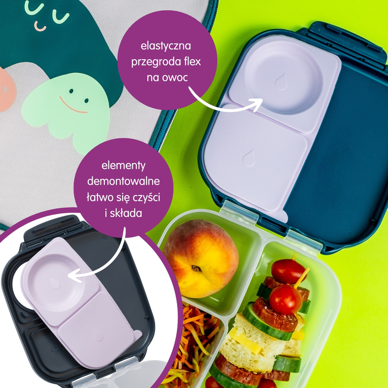 Zestaw Mini Lunchbox + Butelka tritanowa ze słomką 450 ml, Spearmint, b.box