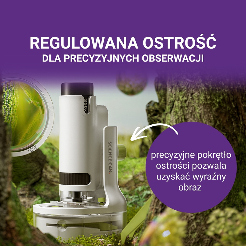Science Can Przenośny Mikroskop Młodego Badacza 250×, 8+ | Edukacyjny zestaw naukowy do obserwacji