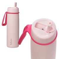 Zestaw Hydro Team butelka termiczna 690 ml Pink Paradise + butelka na wodę ze słomką tritanowa 450 ml Strawberry Shake, b.box