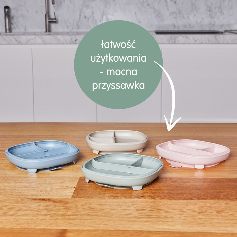 b.box Talerzyk z przyssawką dla dzieci – trójdzielny 2w1 Blush