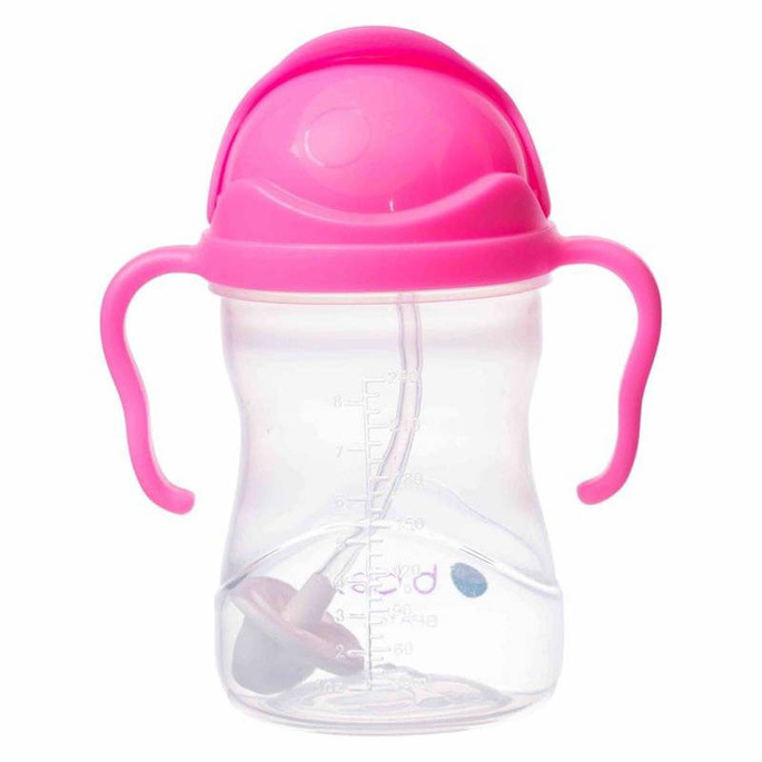 B.box bidon dla dzieci - kubek niekapek ze słomką 240 ml różowy granat