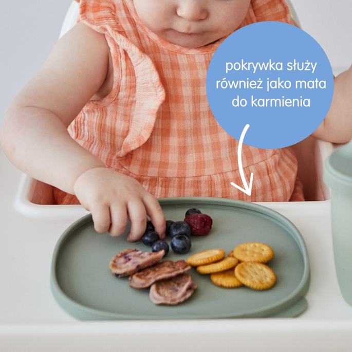 b.box Silikonowy talerzyk trójdzielny z przyssawką i przykrywką latte