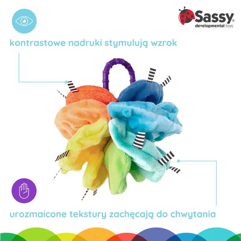 Sassy Zawieszka Pluszowy kwiat – zabawka do wózka 0m+