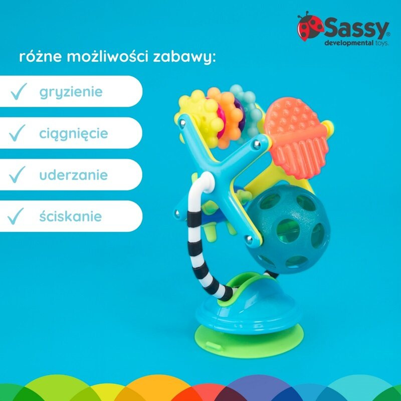 Zabawka sensoryczna Diabelski młyn Sassy – kolorowa atrakcja dla dzieci 6m+