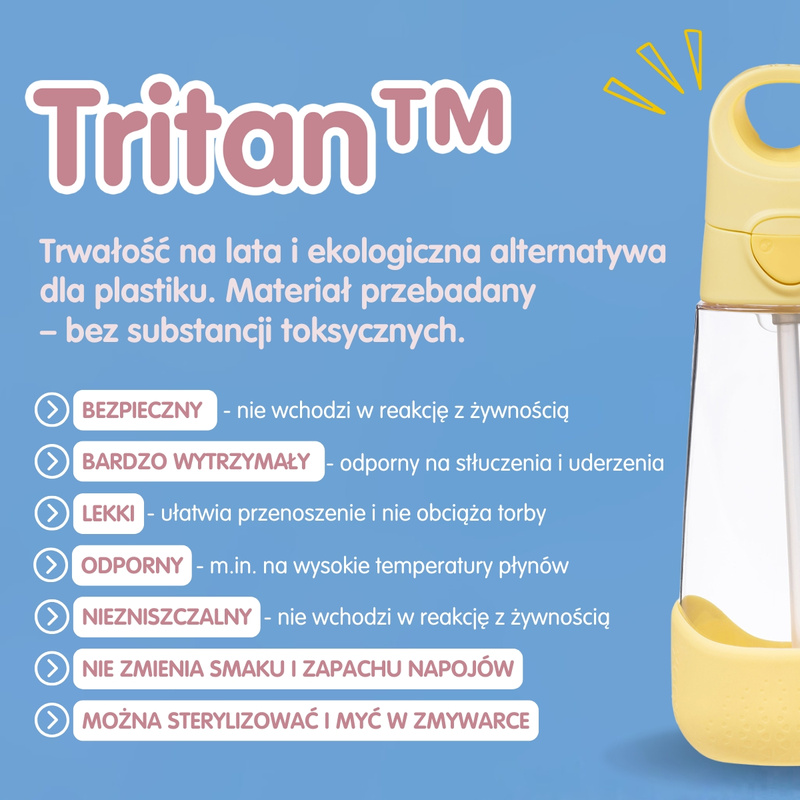 b.box Bidon dla dziecka - butelka na wodę ze słomką tritanowa 600ml Night Vision 
