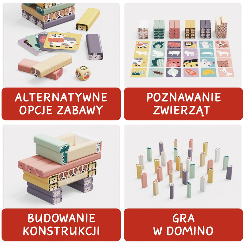 Topbright Jakie to zwierzę? Drewniana wieża z klocków – strategiczna gra zręcznościowa 36 mies. +