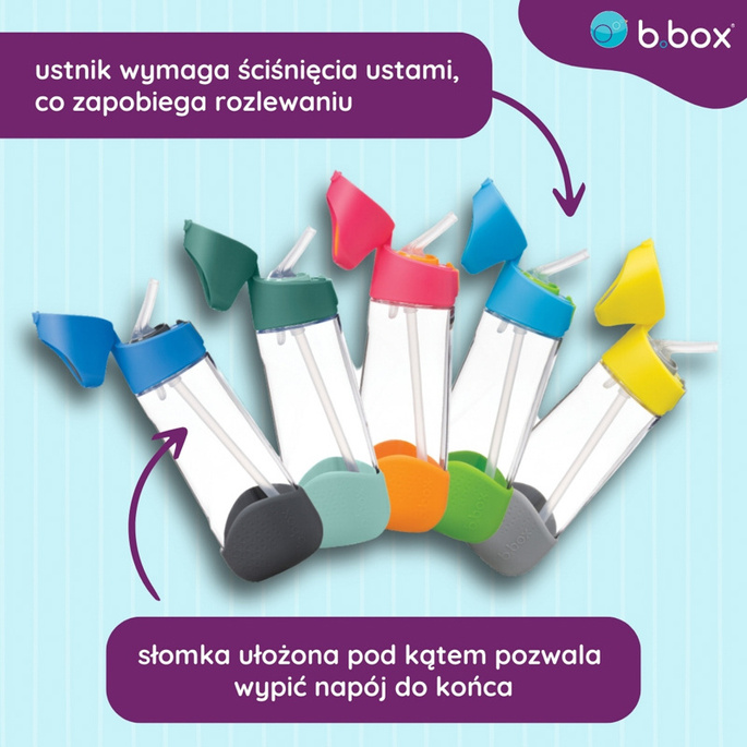 b.box Bidon dla dziecka - butelka na wodę ze słomką tritanowa 600ml Ocean Breeze