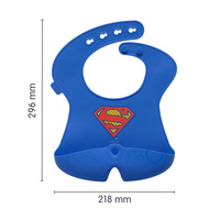 Superman by b.box Zwijany śliniak silikonowy z otwartą kieszonką – miękki śliniak dla dziecka i niemowlaka