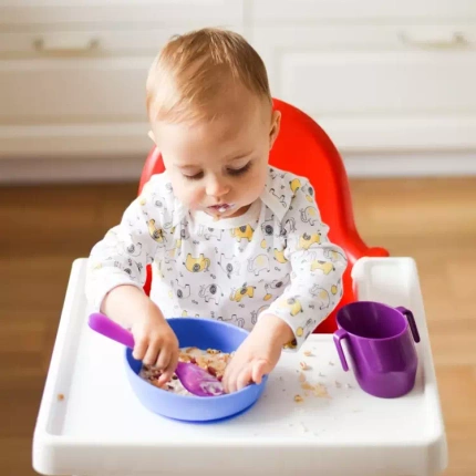 Zestaw miseczka różowa, Doidy Bowl + bidon ze słomką 240 ml tutti frutti, b.box