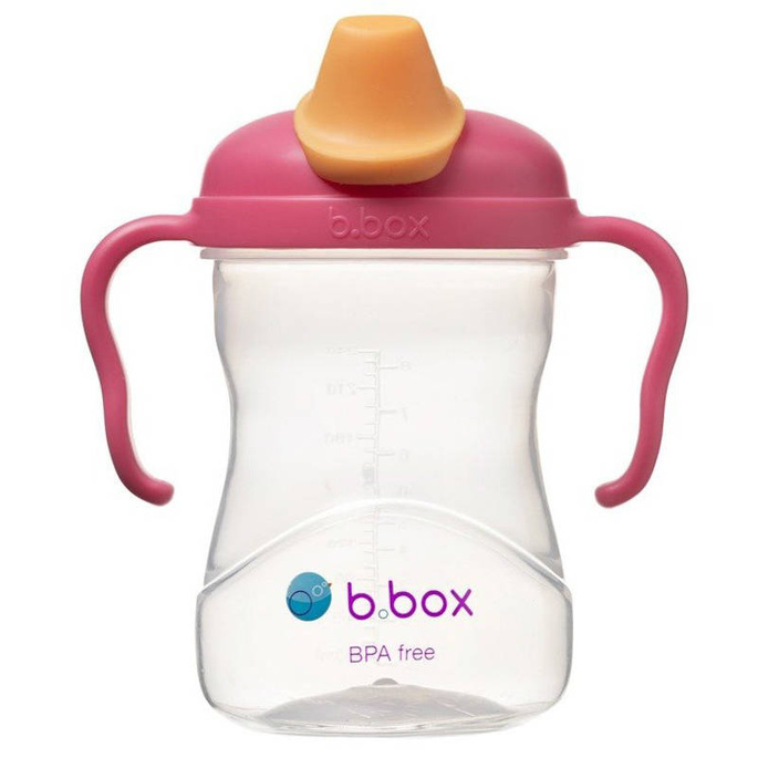 B.box kubek do nauki picia dla dziecka - zestaw 4w1 240 ml malinowy
