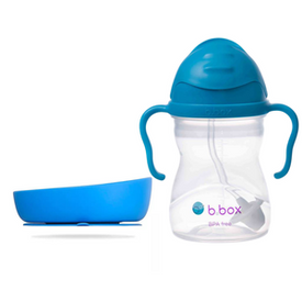 Zestaw miseczka niebieska, Doidy Bowl + bidon ze słomką 240 ml kobalt, b.box
