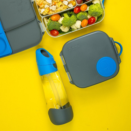 b.box Bidon dla dziecka - butelka na wodę ze słomką tritanowa 600ml Blue Slate