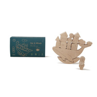 Drewniana układanka, równoważnia HISTORIE Z MORZA, wieloryb, kolor naturalny, Babai, EKO