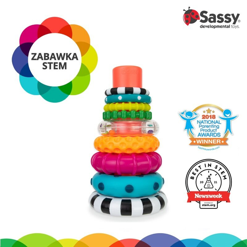 Zabawka STEM: Wieża z krążków, 6 m+, Sassy, OUTLET