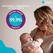 b.box Smoczek dla noworodka i niemowlaka 2 szt.– symetryczny smoczek silikonowy 0 – 6 mies. Glow in the dark róż/latte 