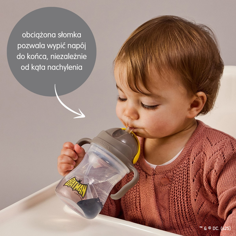 Batman by b.box bidon dla dzieci - kubek niekapek ze słomką 240 ml, OUTLET