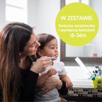 Zestaw Soniczna szczoteczka dla dziecka Sönik + Wymienne końcówki do szczoteczki sonicznej Sönik, 18–36 miesięcy, bblüv
