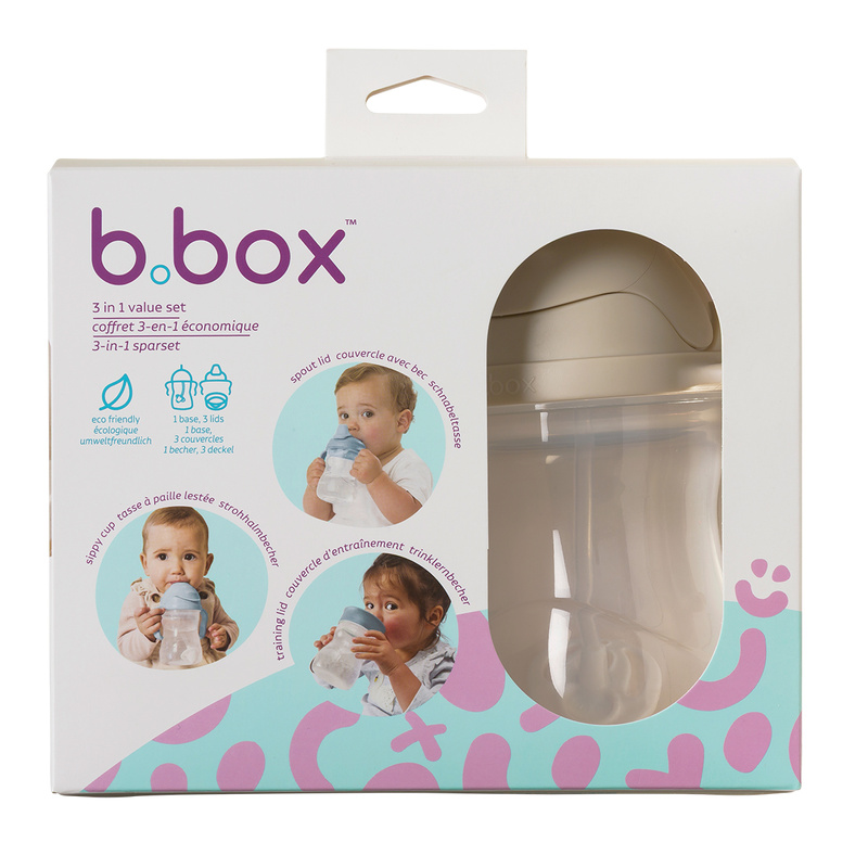 b.box kubek do nauki picia dla dziecka - zestaw 3w1 240 ml, Latte OUTLET