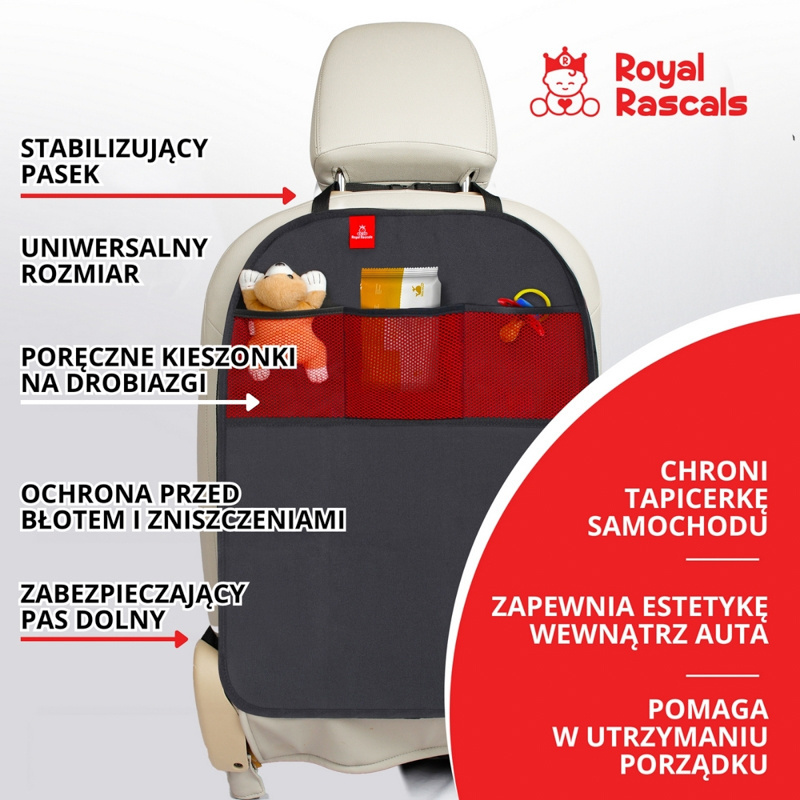 Mata ochronna do samochodu z organizerem, zestaw 2 szt., czarny, Royal Rascals OUTLET