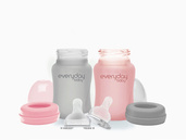 Szklana butelka ze smoczkiem S, 150 ml, szara, Everyday Baby