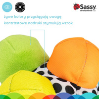 Piłka sensoryczna z wypustkami Sassy – zabawka do wózka dla dzieci 6m+