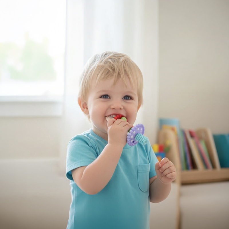 RaZbaby Silikonowy gryzak dla niemowląt Różdżka, wielokolorowy, 3m+