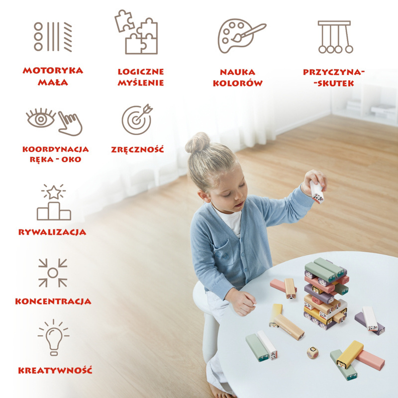 Topbright Jakie to zwierzę? Drewniana wieża z klocków – strategiczna gra zręcznościowa 36 mies. +