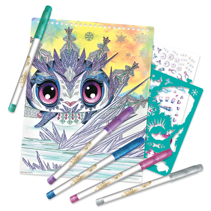 Nebulous Stars Szkicownik dla dzieci z białymi kartkami – zestaw naklejek i metalicznych pisaków 7+ Iceana rozm. M , OUTLET