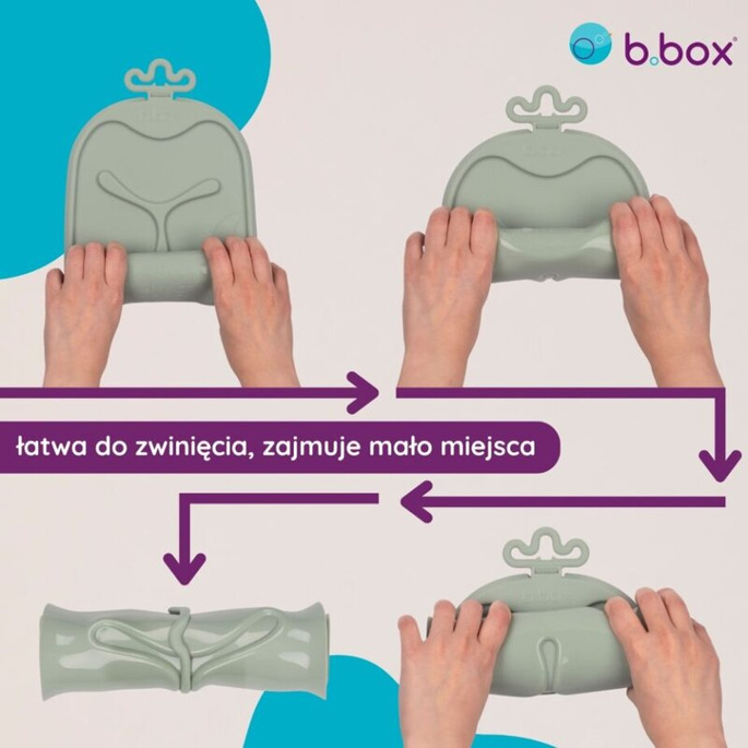 b.box roll + go Zwijana mata BLW do nauki samodzielnego jedzenia dla dzieci szałwia